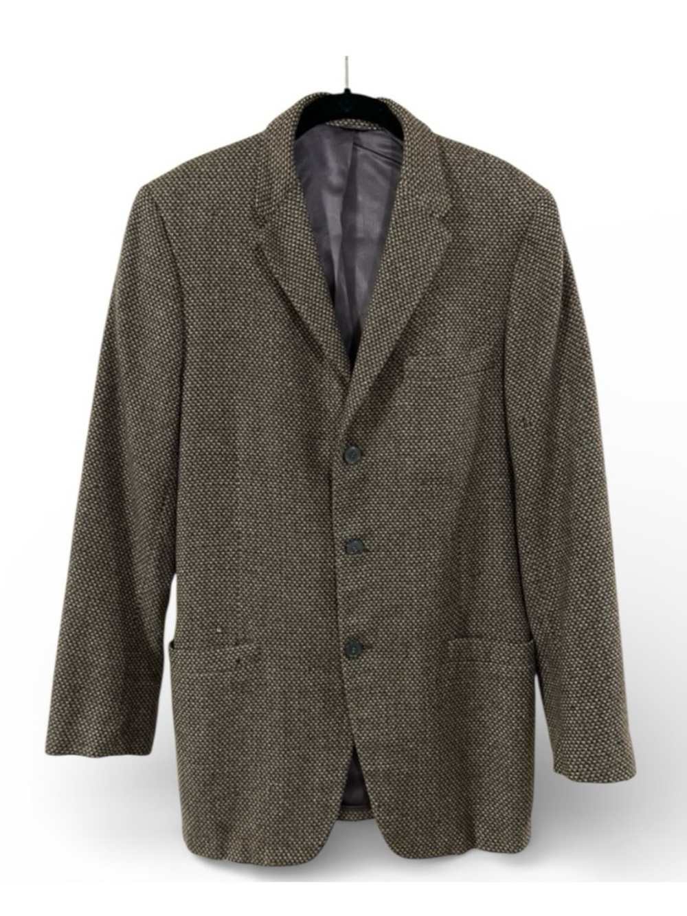 Vintage 100% Cashmere Blazer Men’s 42L Brown Birdseye Sport Coat Made in USA